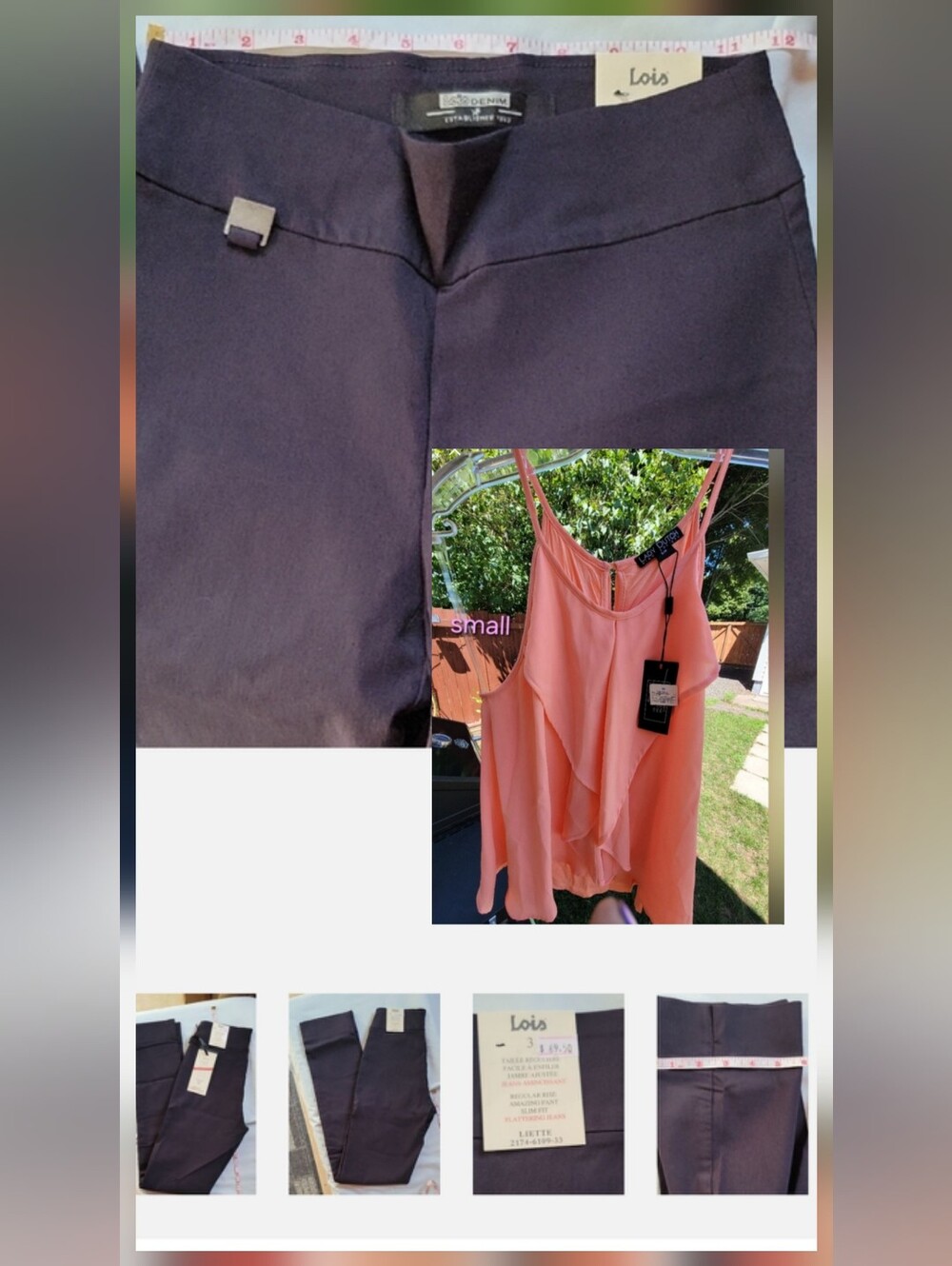 3x30  5x30  Lois Navy Dress Pants      Pull On Slim Leg Regulae Rise